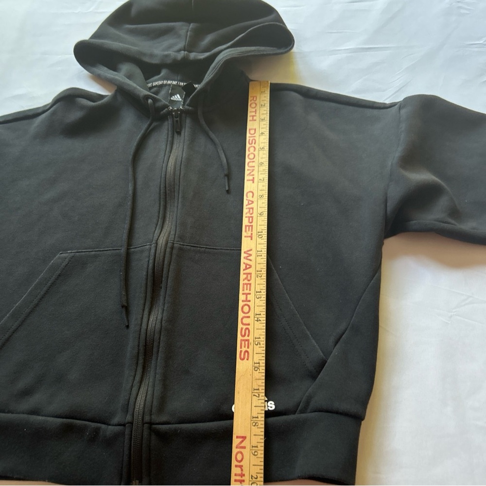 Adidas Cropped Hoodie Women’s Sz S Black/White Full Zip Front Pockets - Picture 5 of 8
